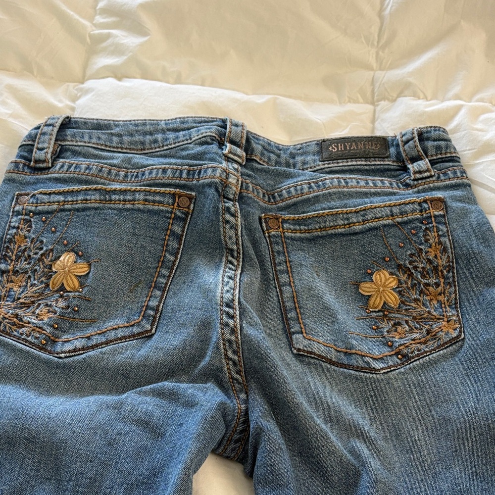 Shyanne Women's Denim Jeans with Gold Embroidery